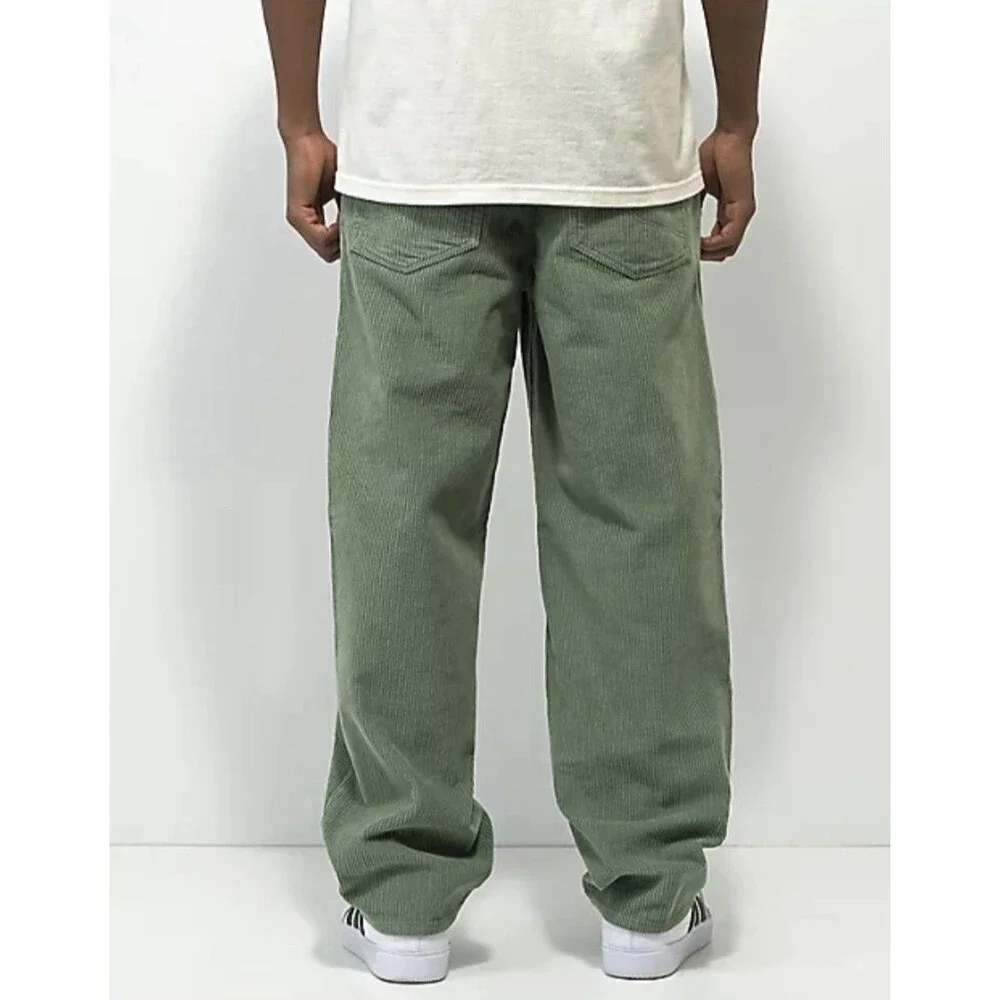 Empyre Loose Fit Mens 33 Green Corduroy Skate Pants measures 35x29 Y2K 90s